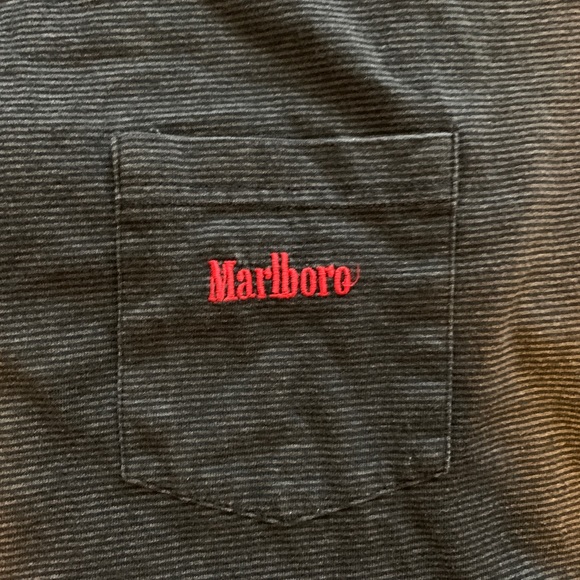 Vintage Marlboro gray/black striped T Shirt - Picture 3 of 5